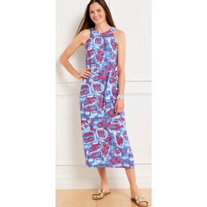 Talbots Womens Large Nantucket Slub Halter MIDI Dress - FISH MARKET Halter Shift